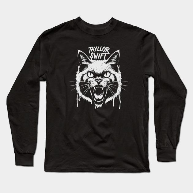 Angry Cat Swift Long Sleeve T-Shirt by Aldrvnd